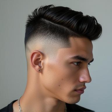 Sharp men's fade haircut with styled top